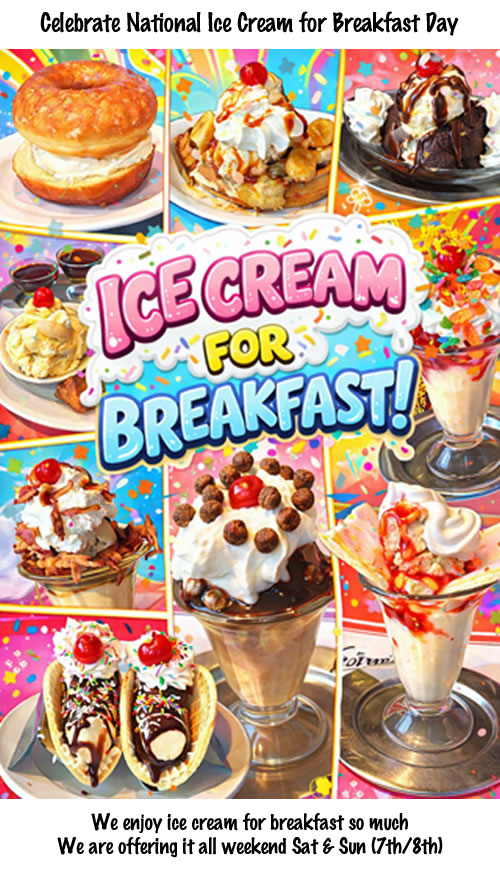 National Ice Cream for Breakfast Day Menu